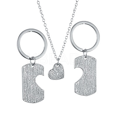 Daddy Mother Daughter Forever Love Family Heart Puzzle Jewelry Sets SJEW-K155-02P-1
