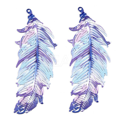 Spray Painted 430 Stainless Steel Filigree Pendants STAS-WH0047-85D-1