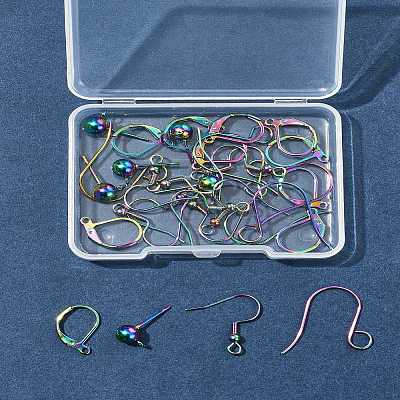 32Pcs 4 Styles Stainless Steel French Earring Hooks & Leverback Earring Findings & Ball Stud Earring Post & Earring Hooks Findings Kits STAS-FS0001-62-1