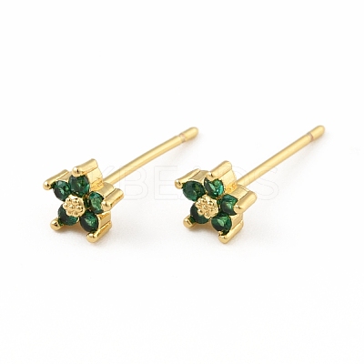 Cubic Zirconia Flower Stud Earrings EJEW-C035-15G-1