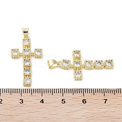 Cross Brass Micro Pave Cubic Zirconia Pendants KK-E102-02G-01-1