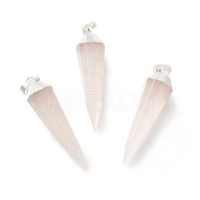 Natural Rose Quartz Pointed Pendants G-P487-02P-1