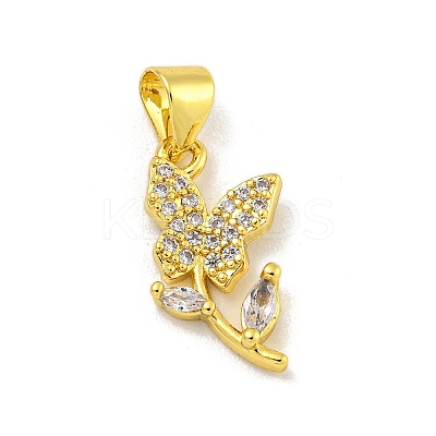 Rack Plating Brass Micro Pave Cubic Zirconia Pendants KK-C074-02G-02-1