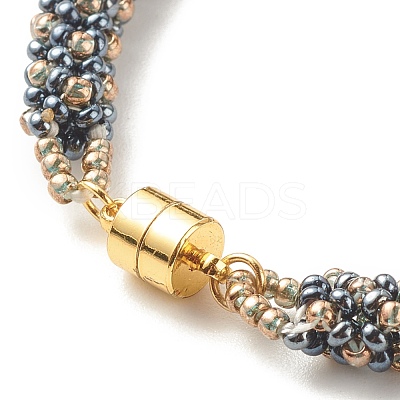 Glass Seed Beaded Bracelet with Brass Magnetic Clasps BJEW-JB07801-01-1