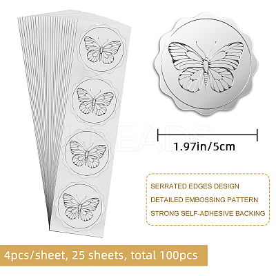 Plastic Silver Foil Embossed Picture Sticker DIY-WH0336-013-1