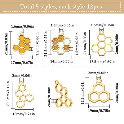 60Pcs 5 Style Alloy Pendants FIND-SC0005-93-1