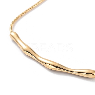 304 Stainless Steel Twist Bar Pendant Necklaces with Snake Chains NJEW-H601-01G-1