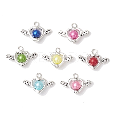 Spray Painted ABS Plastic Imitation Pearl Beads Pendants PALLOY-JF04124-02-1