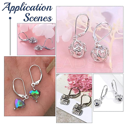2Pairs 2 Styles 925 Sterling Silver Leverback Earring Findings STER-UN0001-90-1