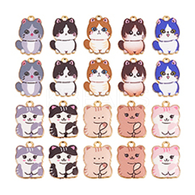 20Pcs 10 Styles Printed Alloy Pendants FIND-PH0021-07-1