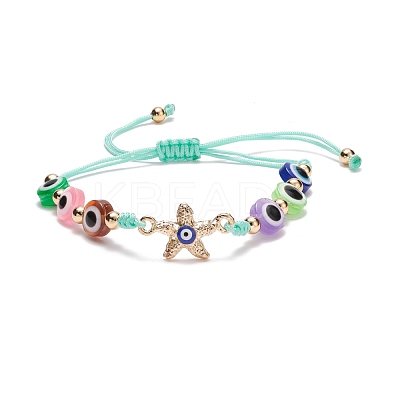 Resin Evil Eye Braided Bead Bracelet BJEW-JB08412-1