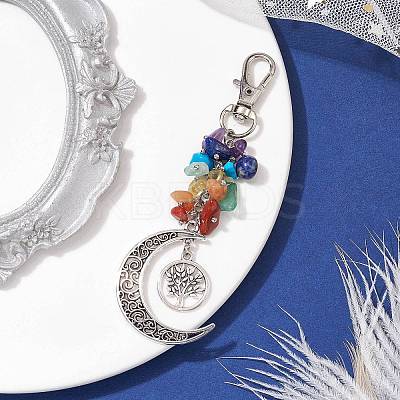 Natural & Synthetic Mixed Gemstone Chip Pendant Decorations HJEW-JM01685-04-1