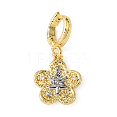 Christmas Brass Rhinestone Flower Pendant Decorations KK-H498-01G-10-1