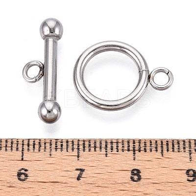 Non-Tarnish 304 Stainless Steel Ring Toggle Clasps STAS-A092-09I-P-1