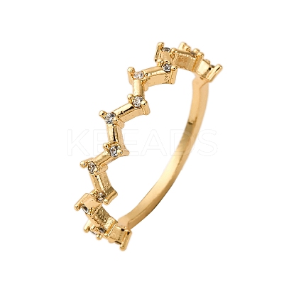 Brass Micro Pave Cubic Zirconia Finger Rings RJEW-C141-05G-1