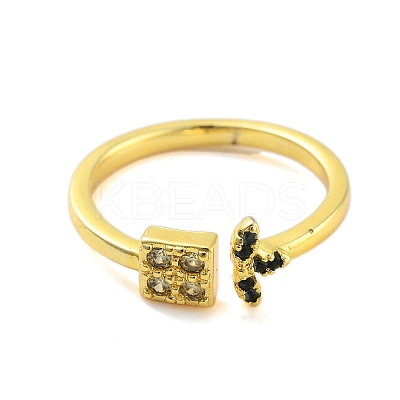 Square Cubic Zirconia Open Cuff Rings RJEW-L120-003G-1
