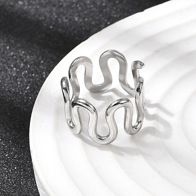 5Pcs 304 Stainless Steel Open Cuff Rings for Women RJEW-K313-04P-1
