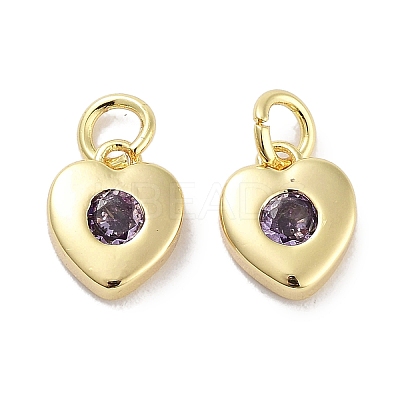 Brass Micro Pave Cubic Zirconia Charms KK-C051-07G-01-1