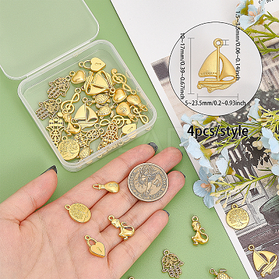 40Pcs 10 Style Rack Plating Alloy Pendants PALLOY-CA0002-41-1