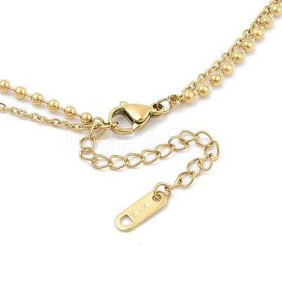 304 Stainless Steel Fan Pendant Cable Chain Necklaces NJEW-H044-06G-1