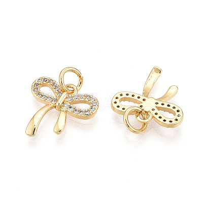 Brass Micro Pave Cubic Zirconia Charms KK-N257-43G-1