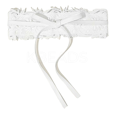 Imitation Leather Flower Lace Wide Chain Belts AJEW-WH20077-032B-1