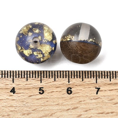 Walnut Wood with Resin Gold Foil Beads WOOD-G025-01D-1