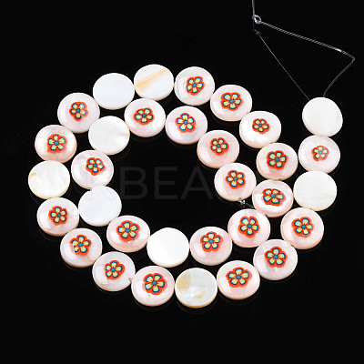 Natural Freshwater Shell Enamel Beads SHEL-N026-194-01-1