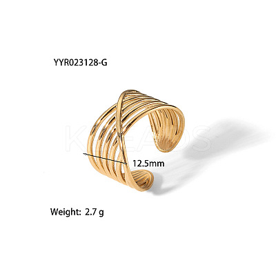 304 Stainless Steel Cross Hollow Web Cuff Ring Unique Design LS-KZ3825-2-1