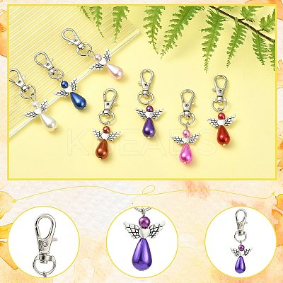 40Pcs 8 Colors Angel Plastic Pearl Pendant Decoration HJEW-CJ00062-1