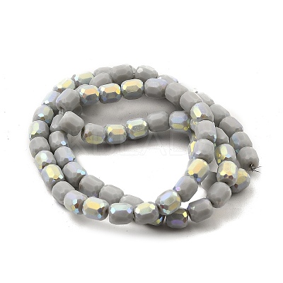 Frosted Imitation Jade Glass Beads Strands GLAA-P058-08A-01-1