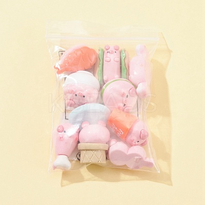 10Pcs 10 Styles Opaque Resin Cute Pig Imitation Food Decoden Cabochons CRES-FS0001-13-1