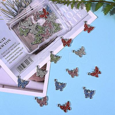 25Pcs 5 Colors Zinc Alloy Butterfly Charms ENAM-SZ0001-81-1
