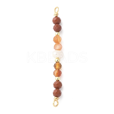 Faceted Round Natural Mixed Gemstone & Potato Natural Cultured Freshwater Pearl Beaded Connector Charms PALLOY-JF03531-1