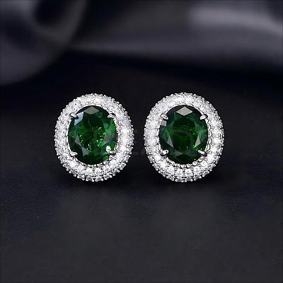 Brass Micro Pave Cubic Zirconia Stud Earrings for Women FF7693-4-1