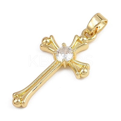 Brass Micro Pave Cubic Zirconia Pendants KK-Z123-23G-02-1
