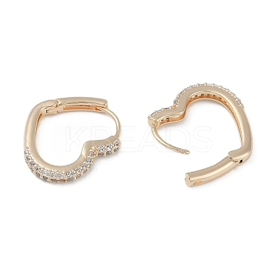 Clear Cubic Zirconia Heart Hoop Earrings EJEW-L292-010G-1