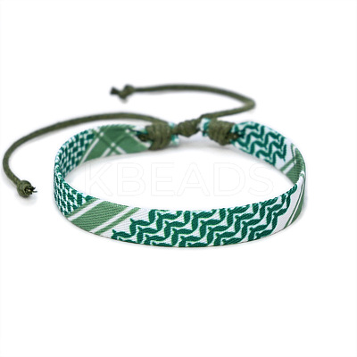 Arab Scarf Style Cloth with Wax Cord Braided Bracelets FS-WG12D4A-03-1