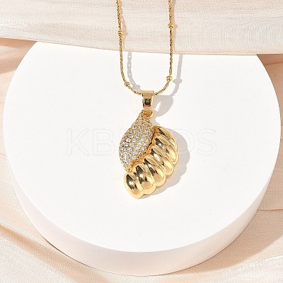 304 Stainless Steel Micro Pave Clear Cubic Zirconia Pendant Necklaces for Women NJEW-Z103-01G-03-1
