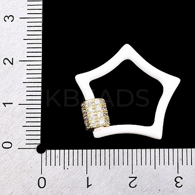 Star Brass Micro Pave Clear Cubic Zirconia Screw Carabiner Clasps KK-B167-01C-01G-1