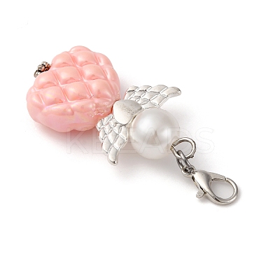 Angel Plastic Pearl & Acrylic Pendant Decorations HJEW-JM03466-1