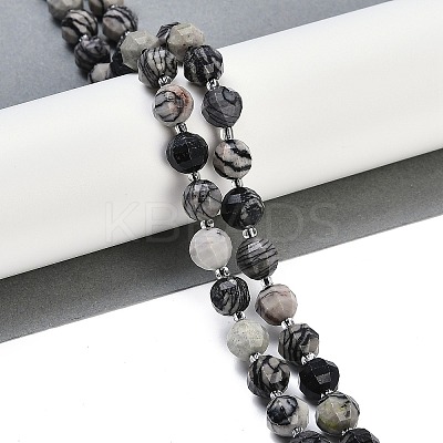 Natural Black Netstone Beads Strands G-G182-B08-05-1