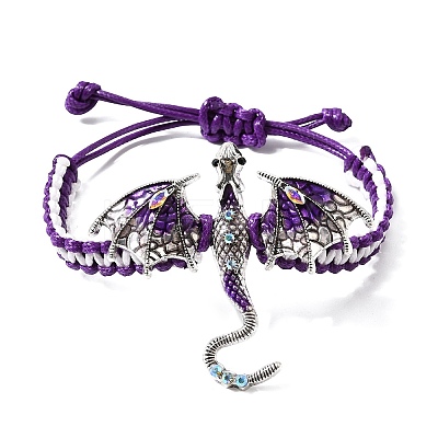 Pterosaur Alloy Enamel & Rhinestones Link Bracelets BJEW-A165-01A-1