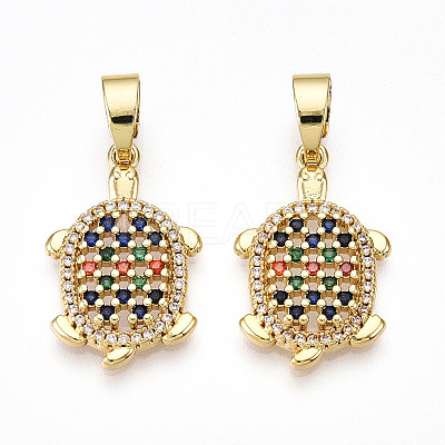 Brass Micro Pave Cubic Zirconia Pendants KK-N257-02G-1