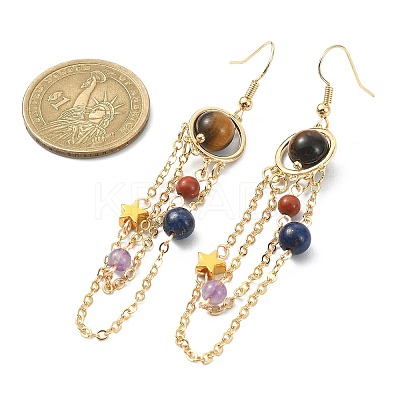 Natural Gemstone Dangle Earrings EJEW-TA00257-1