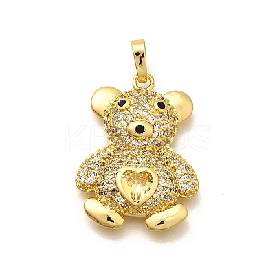 Rack Plating Brass Micro Pave Cubic Zirconia Pendants KK-L226-006G-01-1
