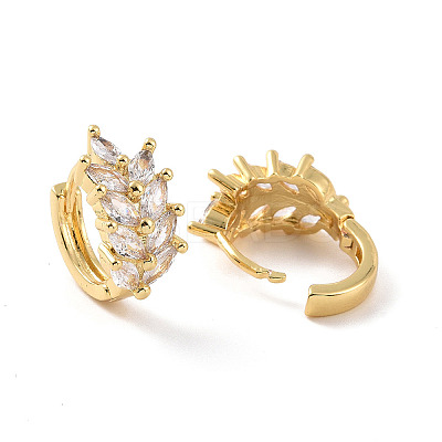 Clear Cubic Zirconia Wheat Hoop Earrings EJEW-F298-18G-1
