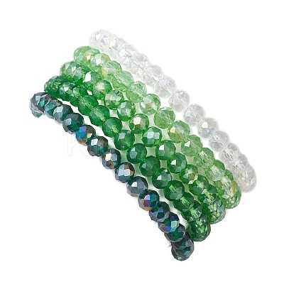 5Pcs Glass & Natural Cultured Freshwater Pearl Beads Stretch Bracelets for Women BJEW-JB13521-1
