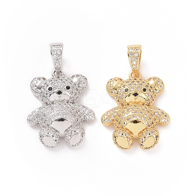 Brass Cubic Zirconia Pendants ZIRC-K089-16G-1