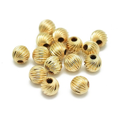 Yellow Gold Filled Corrugated Beads KK-L183-034B-1